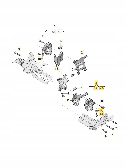 OE 4H0199383B PODUSZKA/ ŁOŻE SILNIKA 4H0199255T Numer katalogowy części 4H0199383B