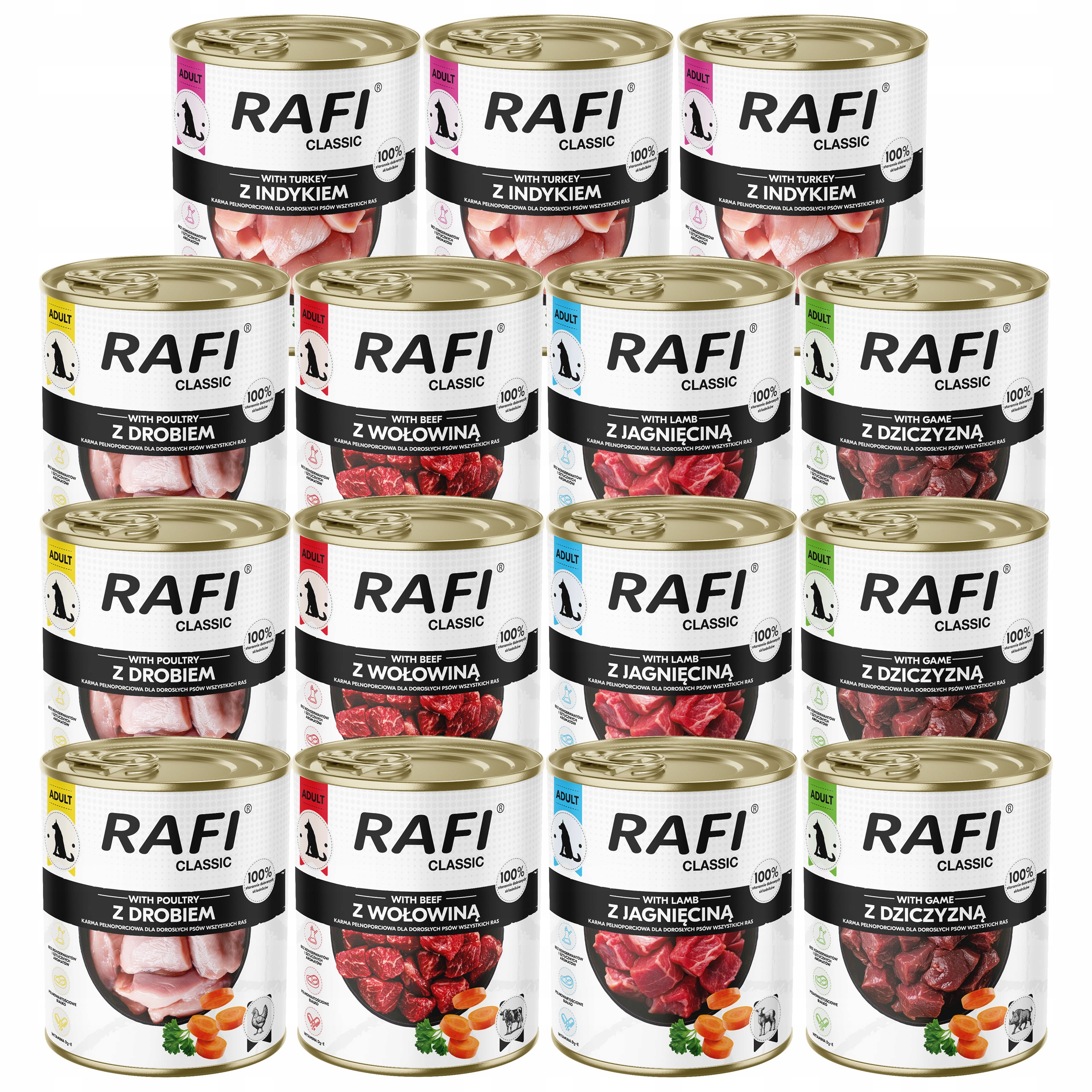 Dolina Noteci Rafi Classic krmivo pro psy mix chutí 15 x 800 g