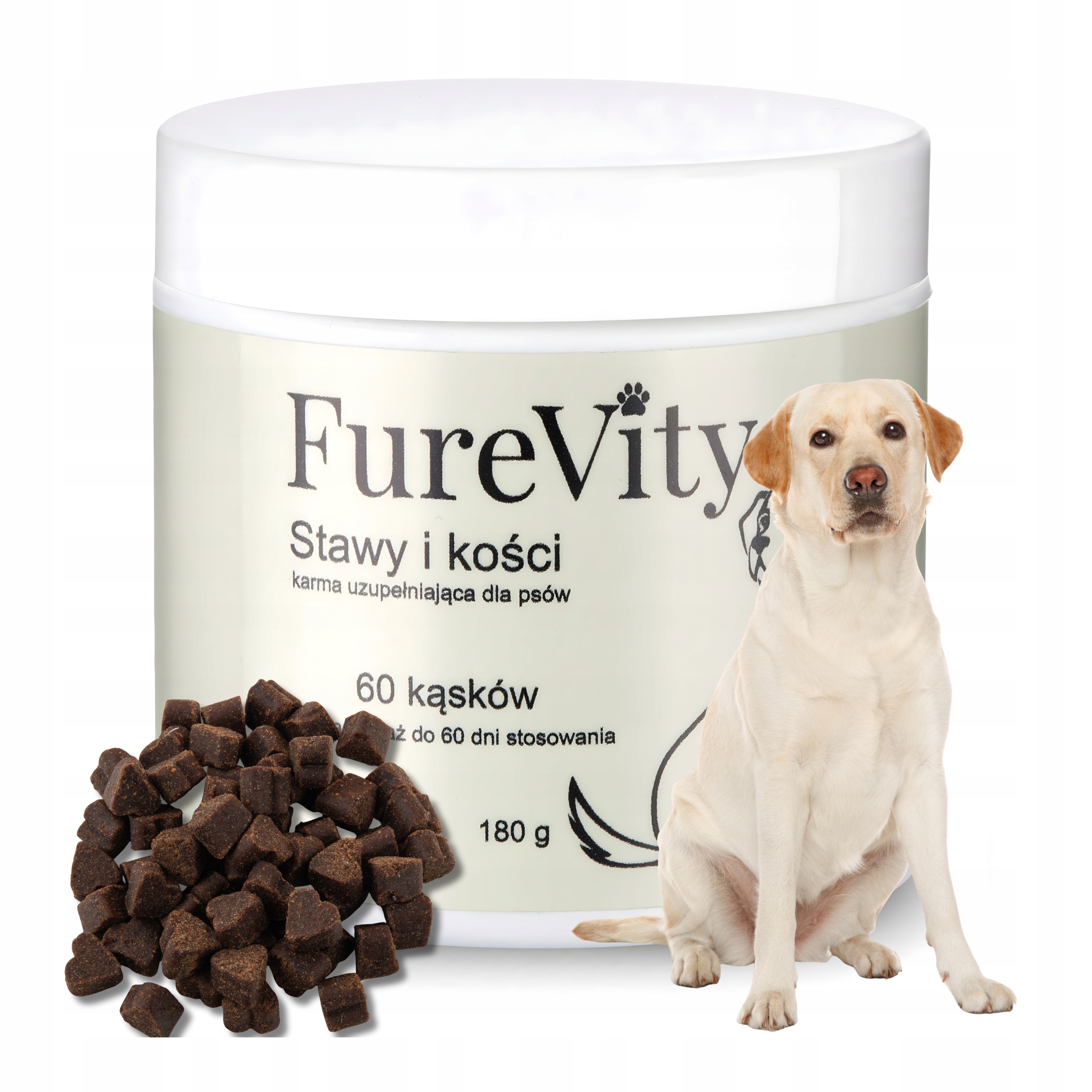 Levně Doplněk na klouby a kosti pro psa Kousky Treserky Chutě Furevity 60 ks