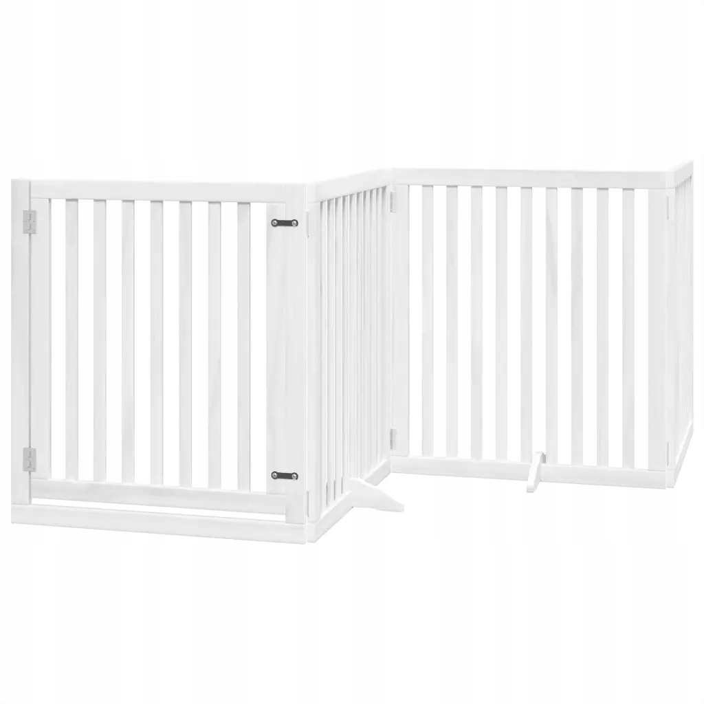 Levně vidaXL Skládací branka pro psa, s dveřmi, 4 panely, bílá, 320 cm