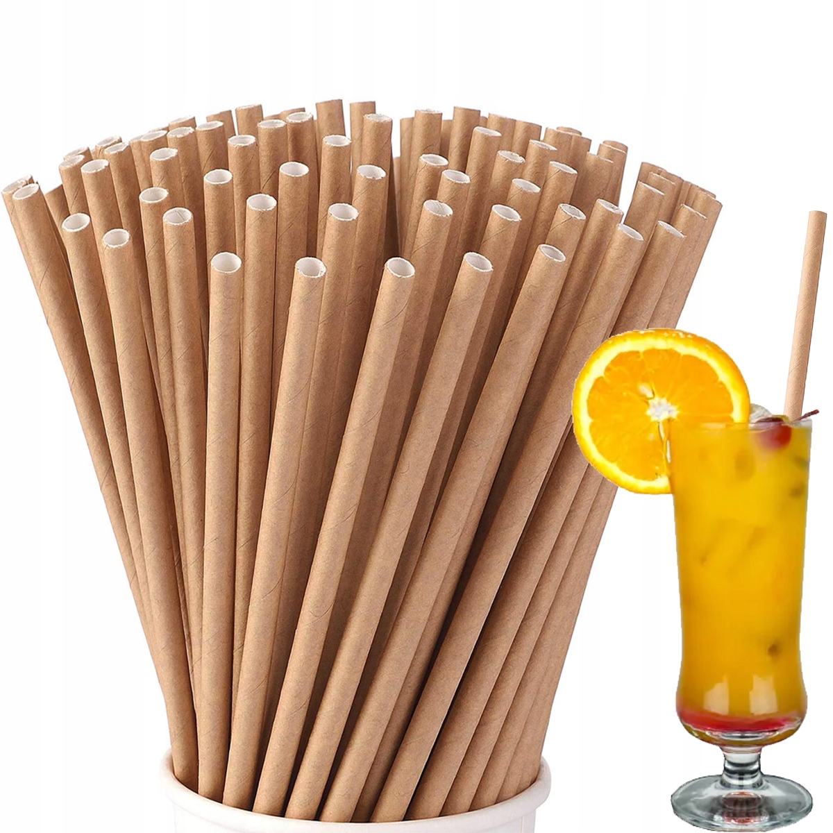 SŁOMKI RURKI PAPIEROWE EKO KRAFT 6mm 20cm 100szt