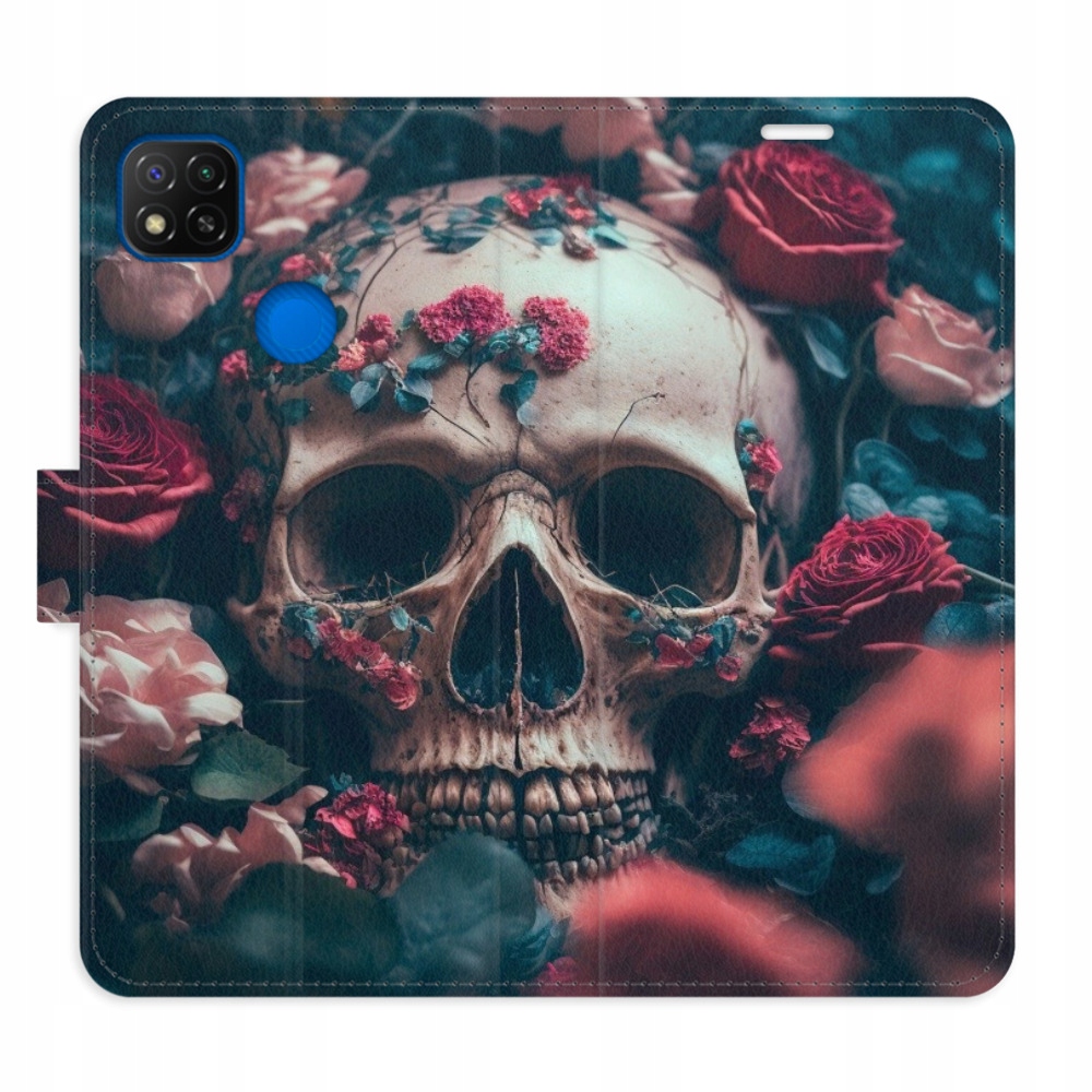 Etui z klapką iSaprio Skull in Roses 02 do Xiaomi Redmi 9C
