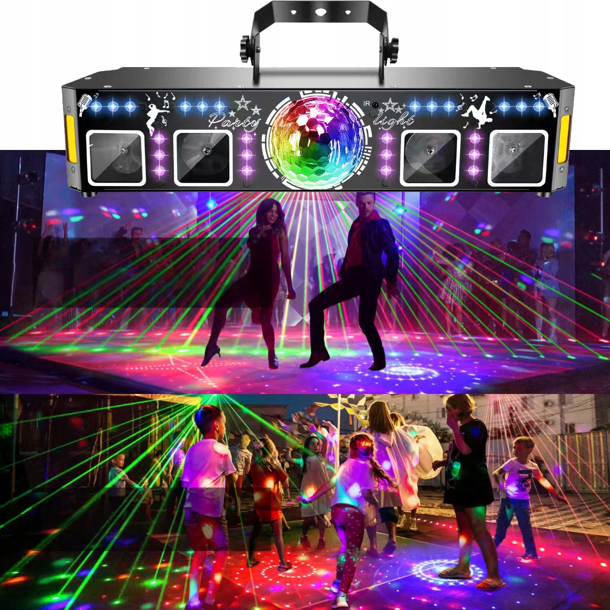 Laser dyskotekowy Led kula disco projektor Rgbw & Uv stroboskop