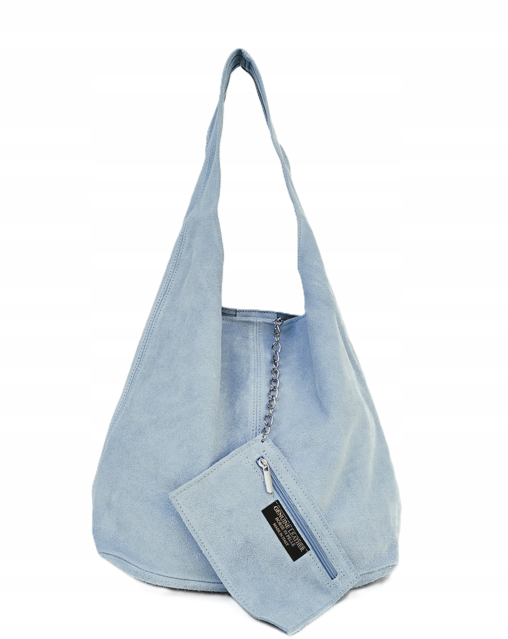 Semišový módní sáček, světle modrý