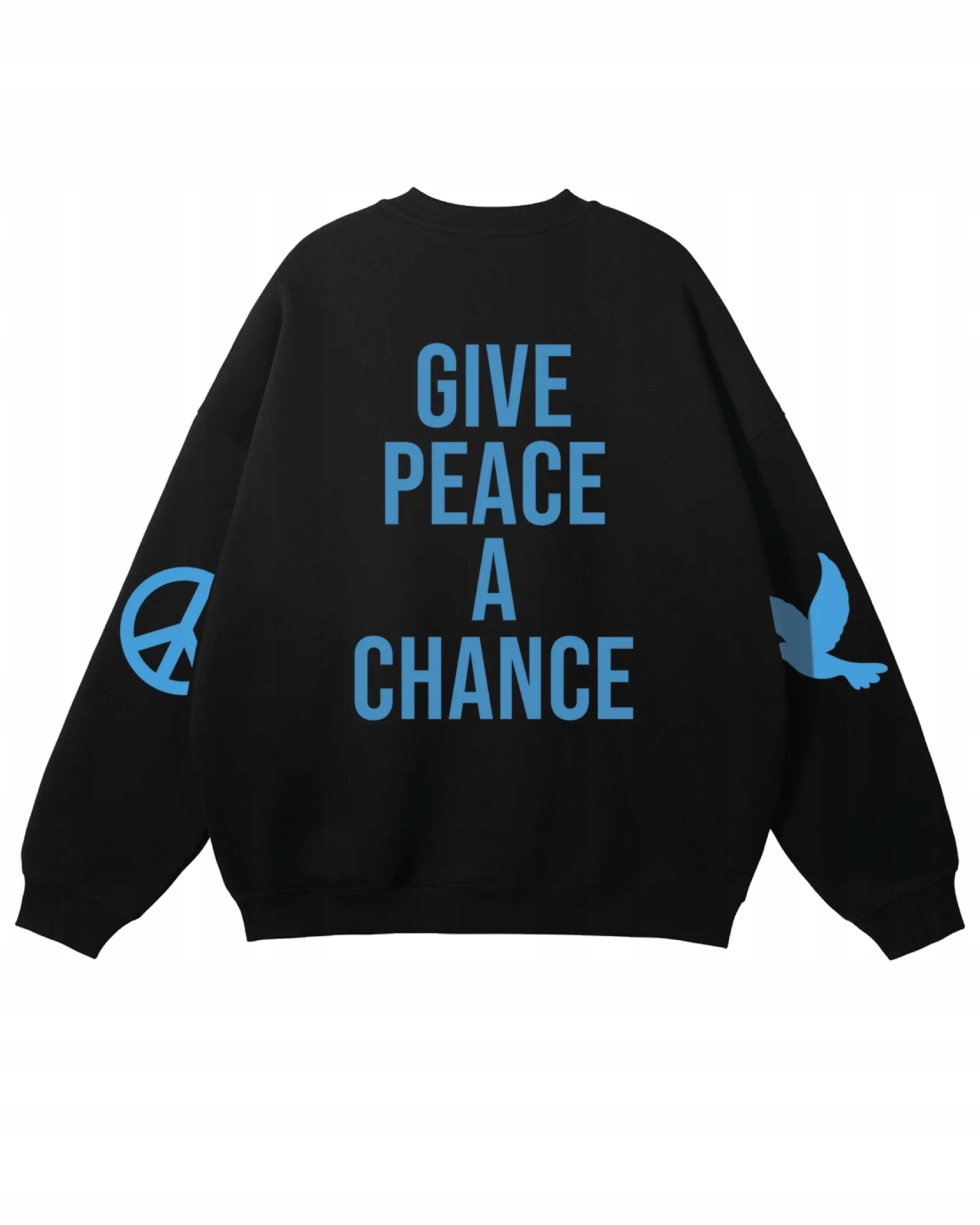 Mikina Give Peace A Chance Oversize mikina 100% Bavlna streetwear, černá, XL