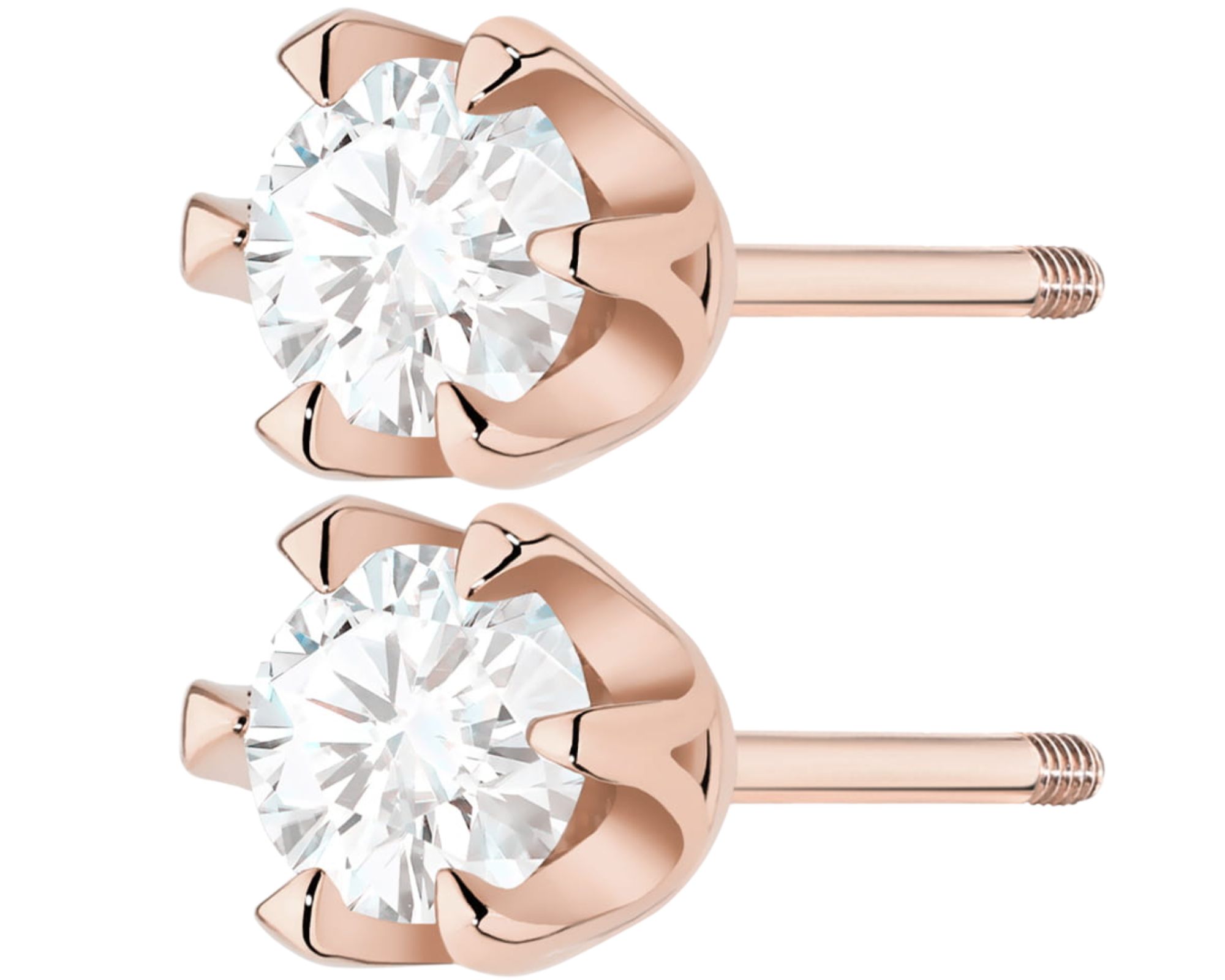 Růžové Zlato Náušnice S Briliantem Šroubovací Tyčinka Zlato 585 Dárek Gravírování