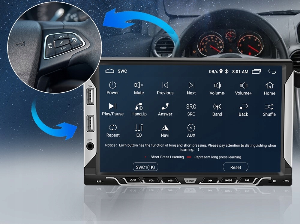 RADIO SAMOCHODOWE 2 DIN ANDROID GPS WIFI 7" KAMERA Montaż 2-DIN
