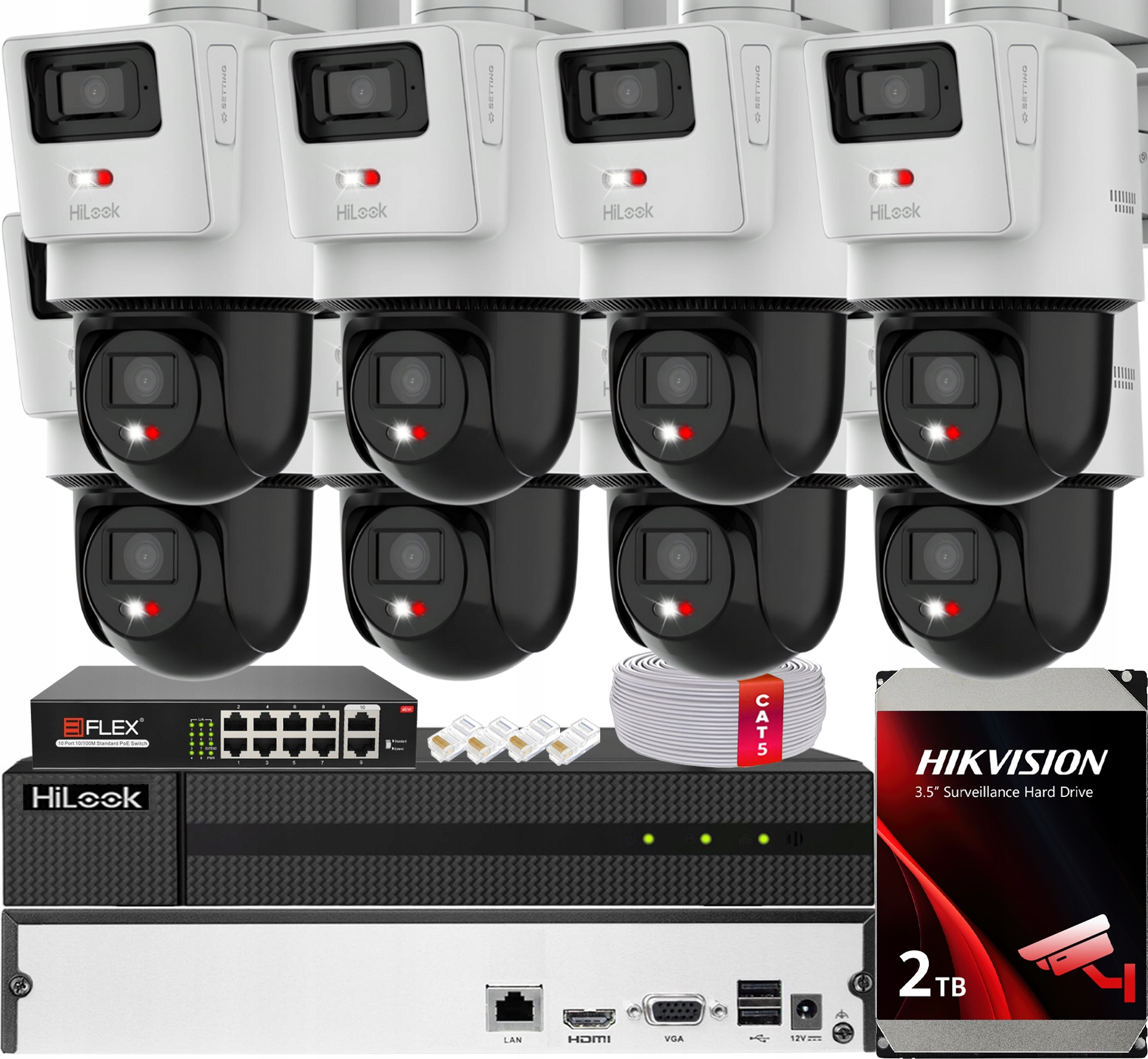 Sada pro Ip monitorování pro 8 kamer TandemVu 4MPx 4MPx PTZ-D4 Disk 2TB