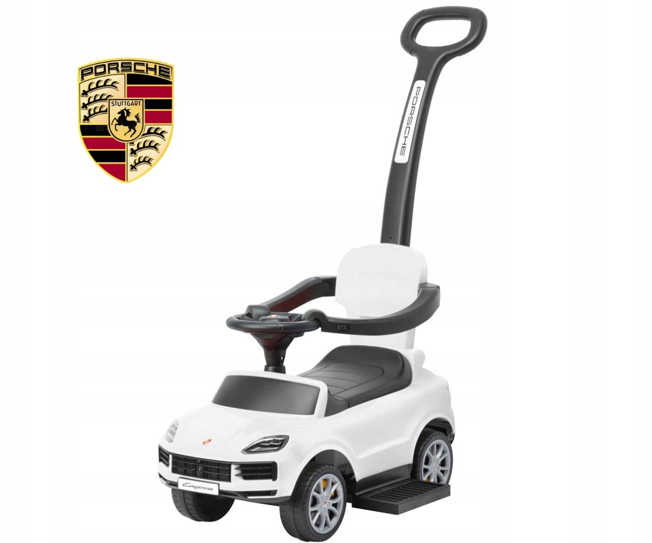 Pojazd Z Rączką Porsche Cayenne S XXL Pchacz Barierki Interaktywny Big 2W1