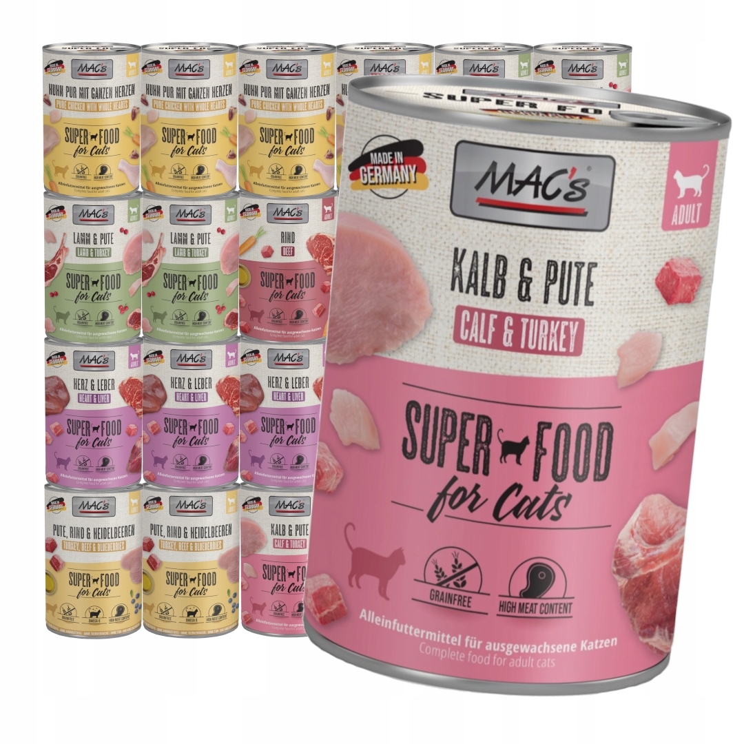 MAC's 24x400g Mokra Karma Dla Dorosłych Kotów Mix 6 Smaków