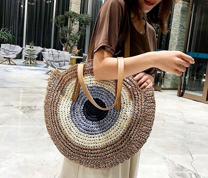 Torebka lato boho torba okrągła słomiana klasyczna Materiał dominujący syntetyk
