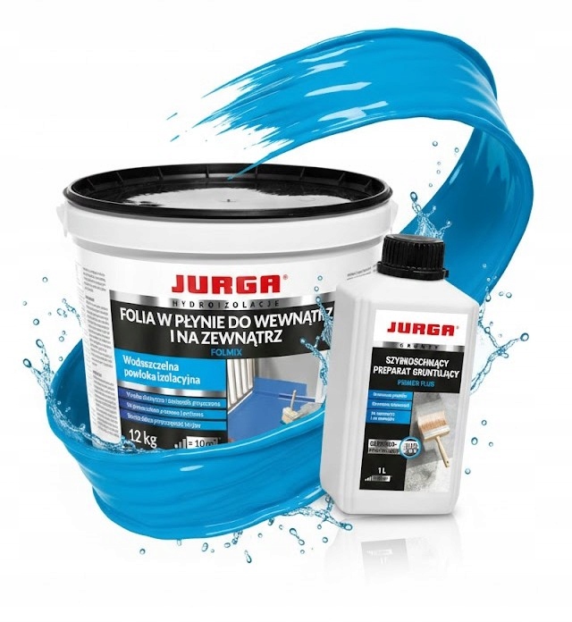 Folia w płynie Folmix Jurga Zewnątrz hydroizolacja łazienki 12kg Grunt 1L