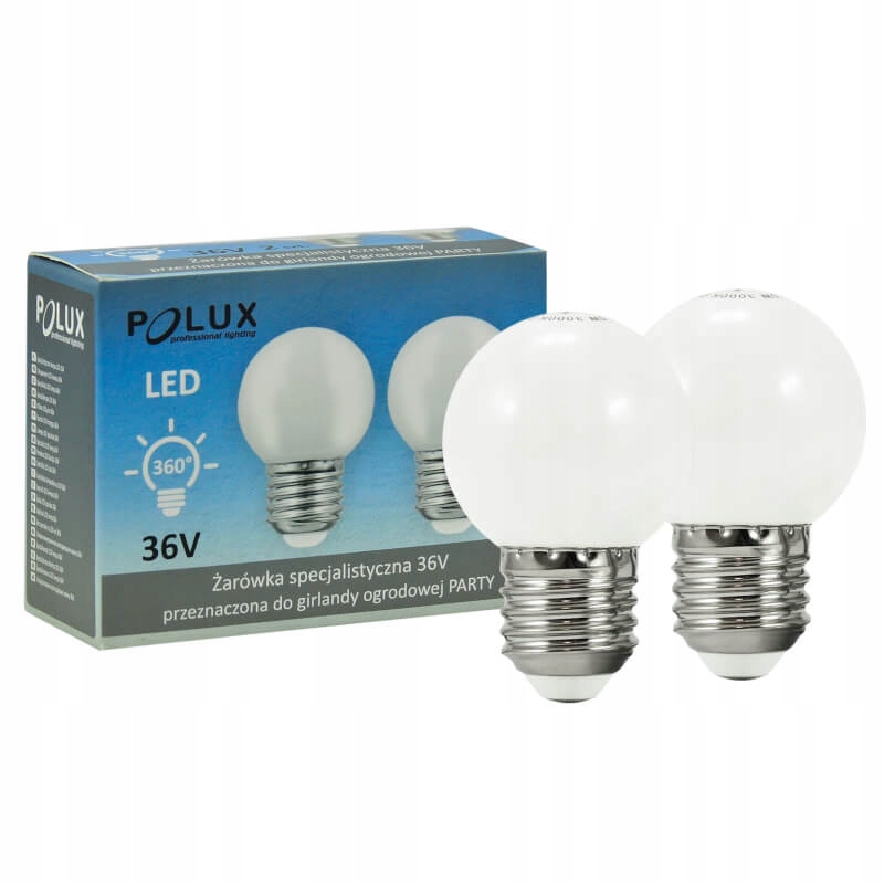 

2x Żarówka Led G45 Kulka Biała do Girlandy 36V