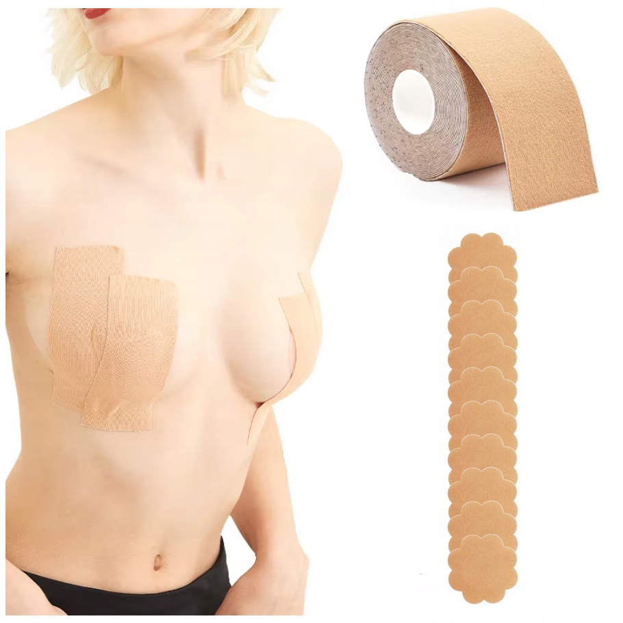 TAŚMA DO BIUSTU UNOSZĄCA DEKOLT PIERSI TAPING PUSHUP + NASUTNIKI 5 CM