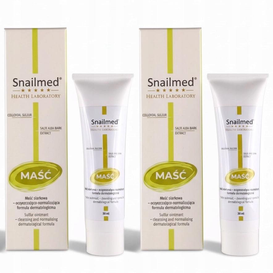 Maść Siarkowa 10% Trądzik Sebum Zaskórniki Snailmed 30ml x2 Tubka