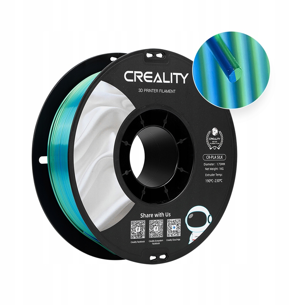 Filament Pla Silk Creality 1,75mm 1kg niebiesko zielony Silk (3301120011)