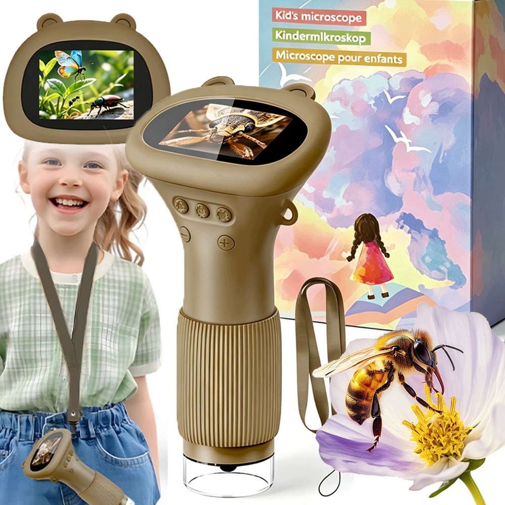 Mikroskop cyfrowy Led ekran Hd kamera Usb – kieszonkowy zestaw edukacyjny