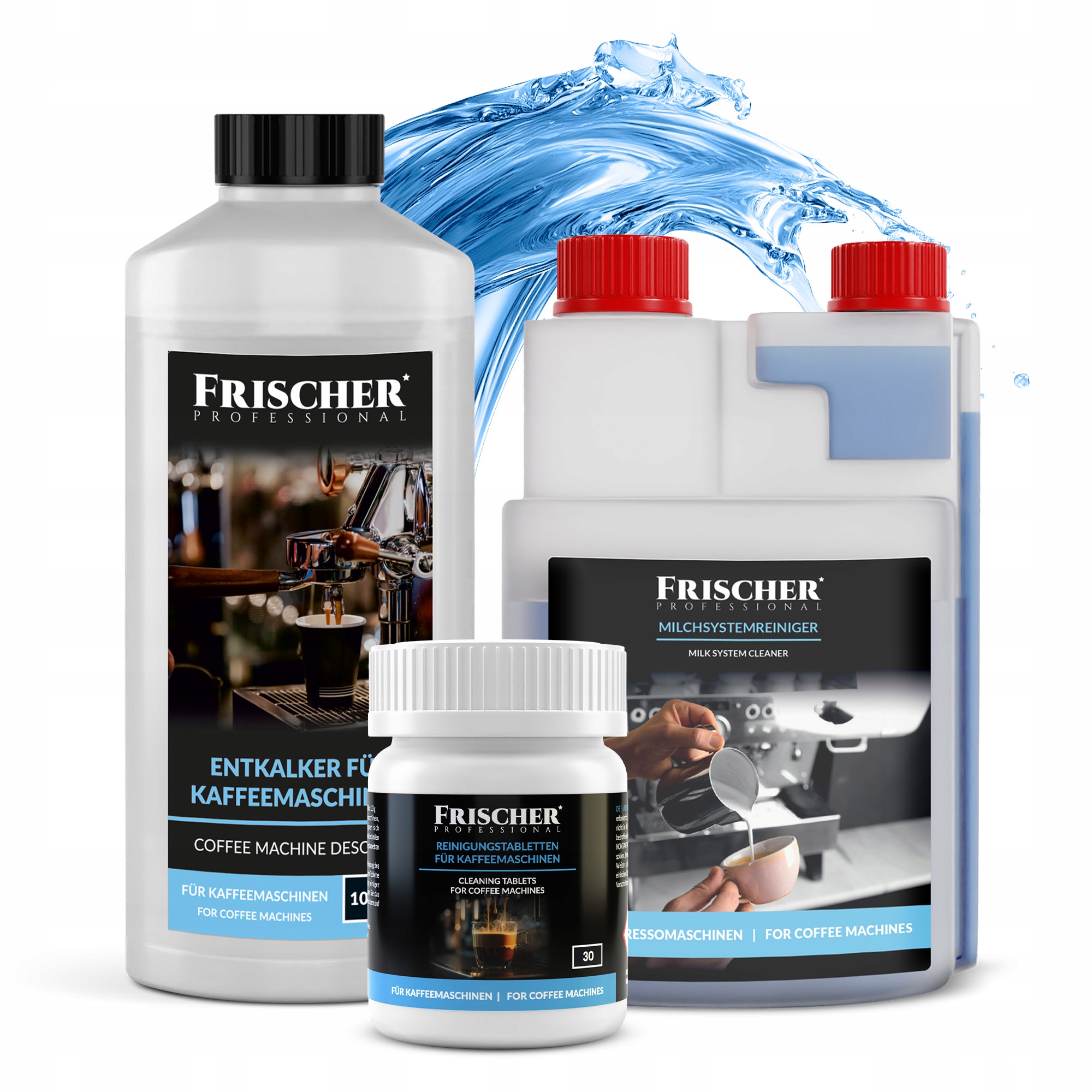 Zestaw 3w1 Odkamieniacz Do Ekspresu Tabletki Płyn Do Systemu Mlecznego