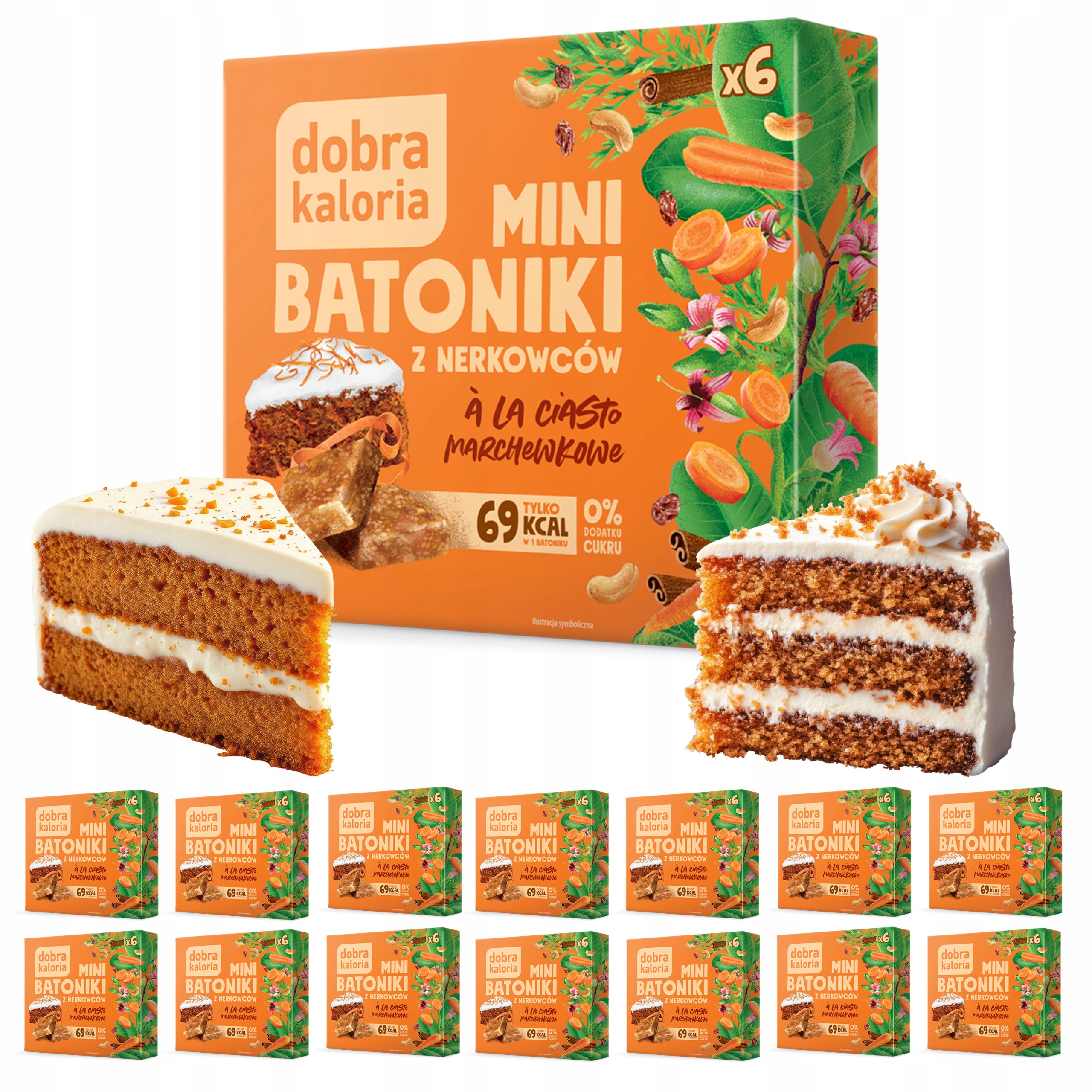 Levně Zdravé Mini Tyčinky z kešu koláče Dobra Kaloria 0 cukru 14 ks