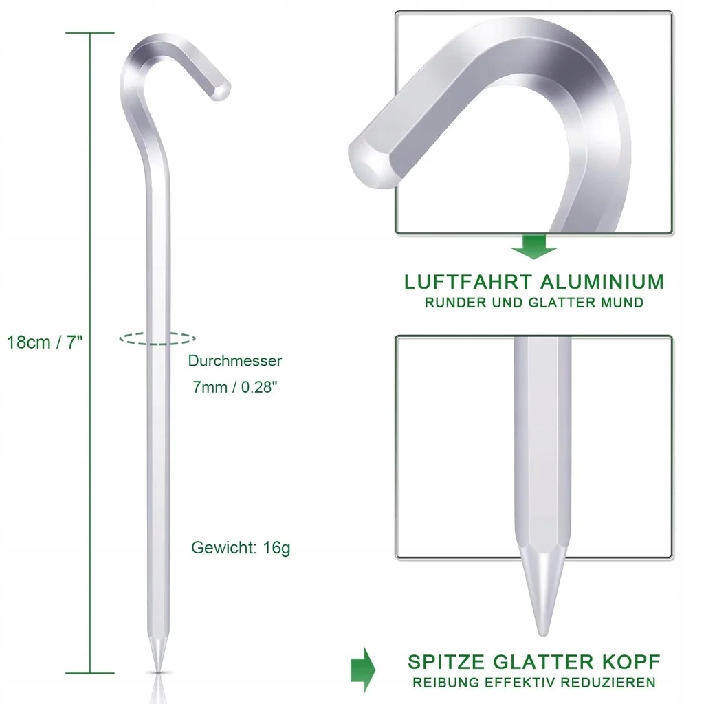 ŚLEDZIE szpilki kołki do namiotu 19cm z oczkiem 12 szt. Marka BV