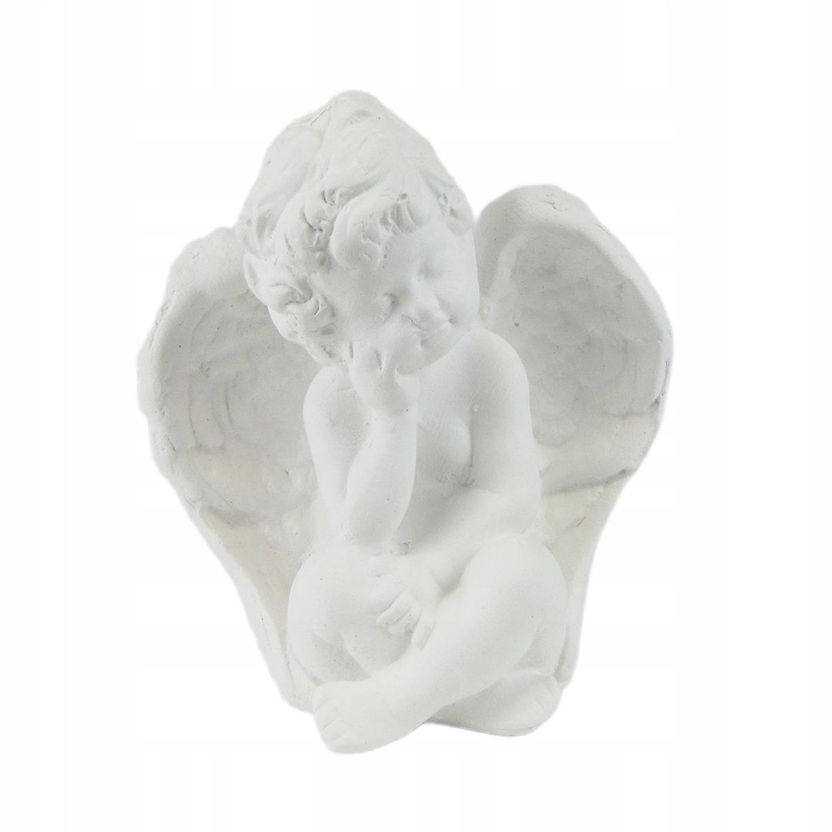 DEKORACJA GIPSOWA FIGURKA ANIOŁ SIEDZĄCY MAŁY UPOMINEK