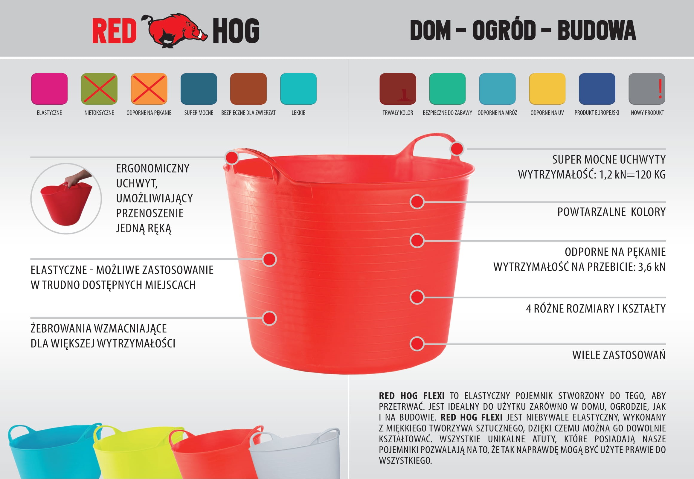 REDHOG WIADR POJEMNIK KUBEŁ FLEXI BIAŁE 14L Marka Red Hog