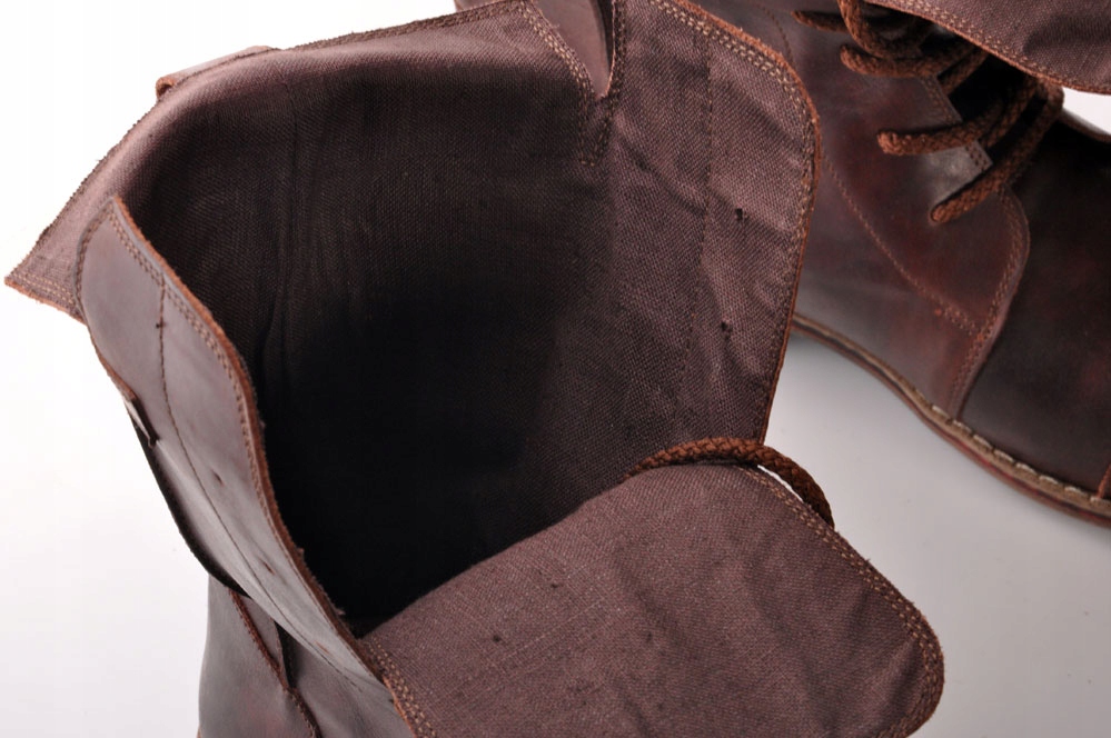 MEN BUTY BULLET SKÓRA RĘCZNIE MALOWANE BRĄZOWE + LEN SZTYBLETY trzewiki 41 Kolor brązowy