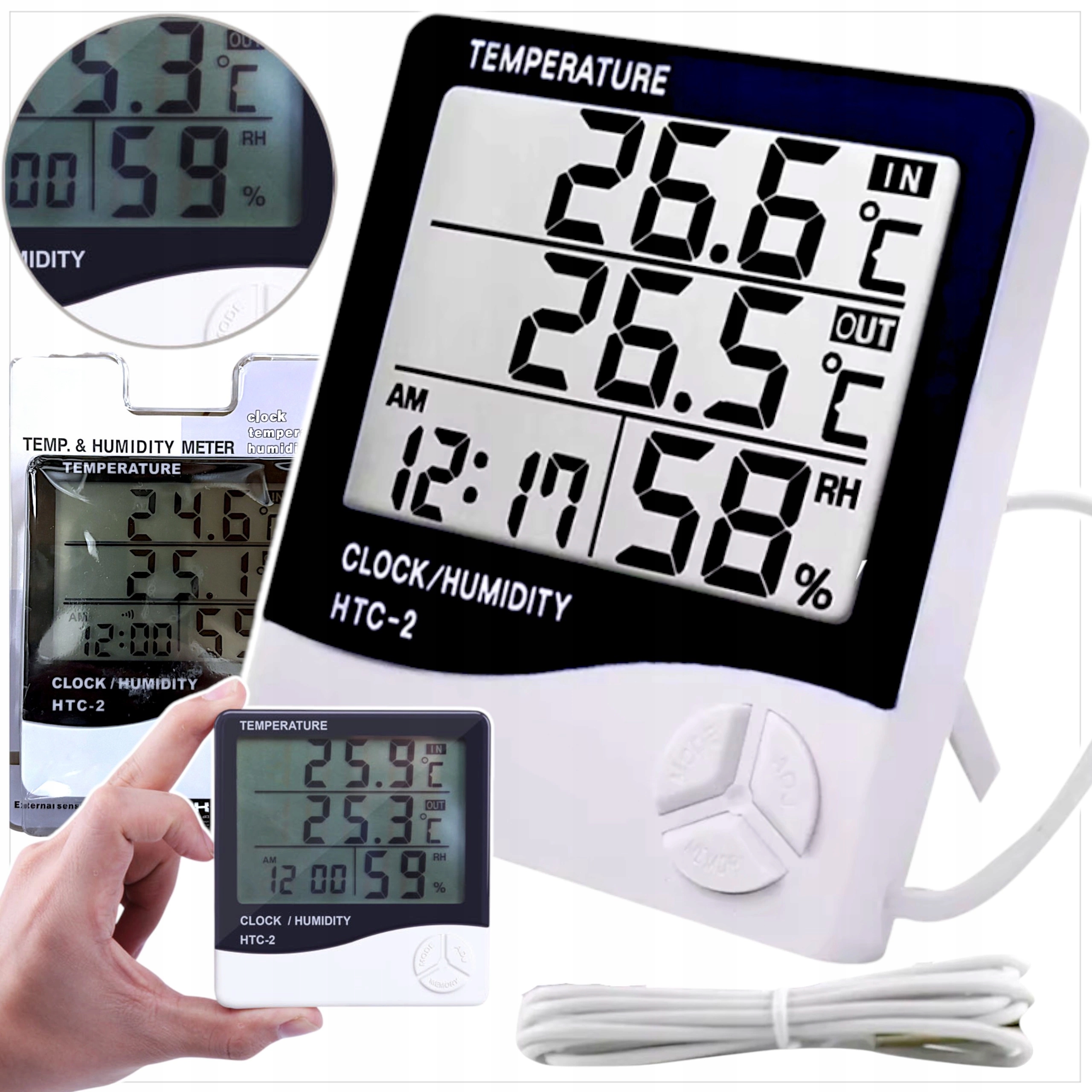 ELEKTRONIKUS HŐMÉRŐ HIGROMÉTER LCD ÓRA MÉRÉS HŐMÉRSÉKLET PÁRATARTALOM