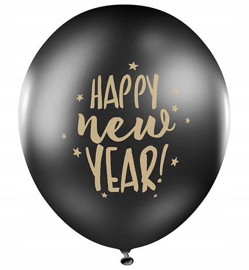

Balony na Sylwestra czarne złote Happy New Year 50