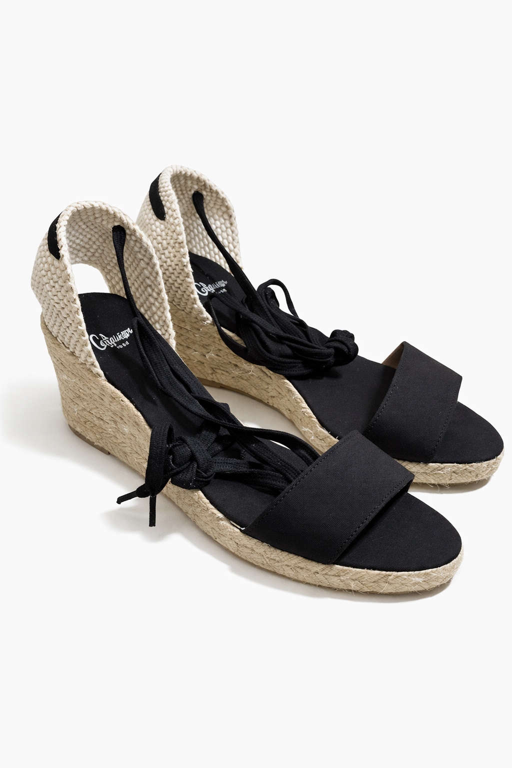 Castaner Espadrilky Na Klínku S Černým Páskem A Vázáním 40 3EA