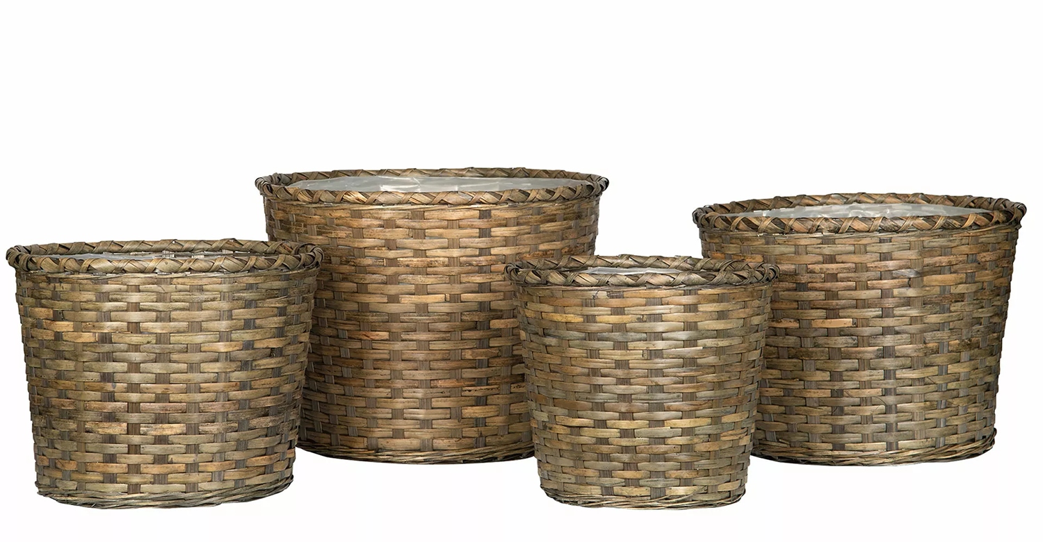 Obal Na Kvetináč Boho bambusový okrúhly do obývačky kvetináč 4 ks