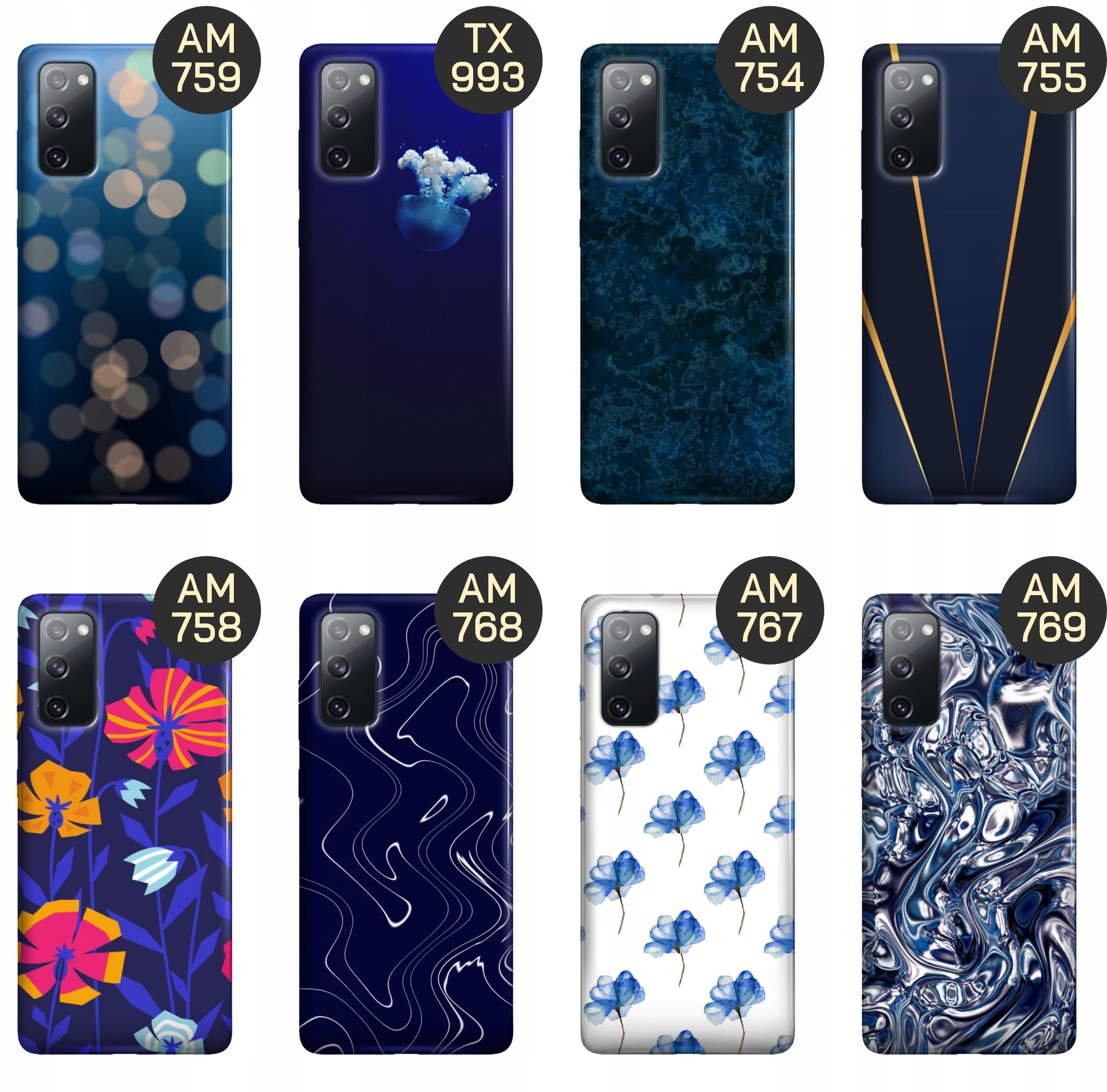 ETUI DO SAMSUNG GALAXY S20 FE / 5G WZORY GRANATOWE OBUDOWA POKROWIEC CASE Kolor granatowy