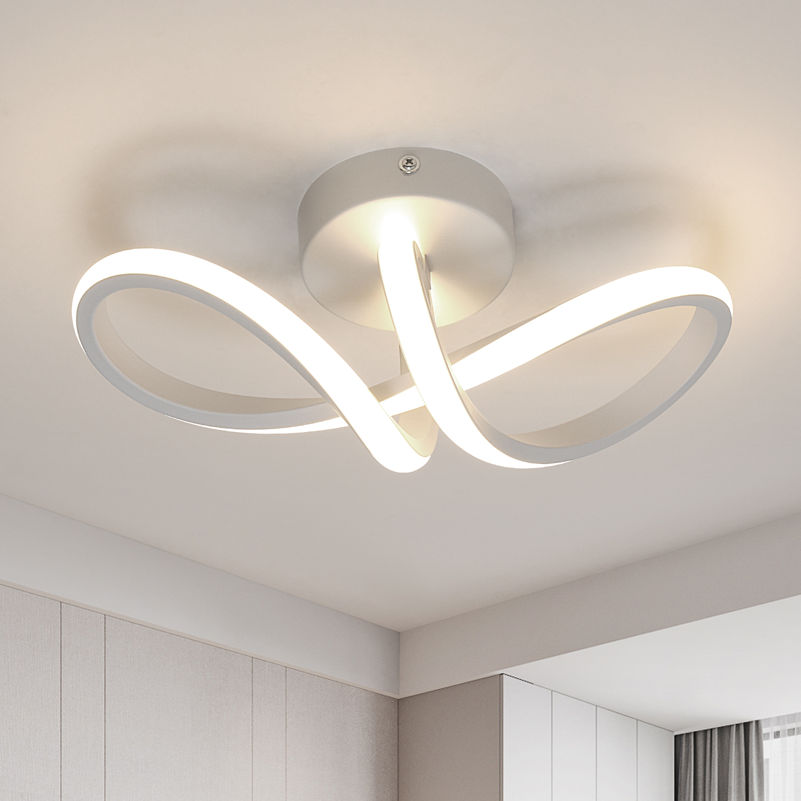 Lampa Sufitowa Led Kinkiet Zyrandol Biały 4500K 16W Nowoczesny Do Salonu