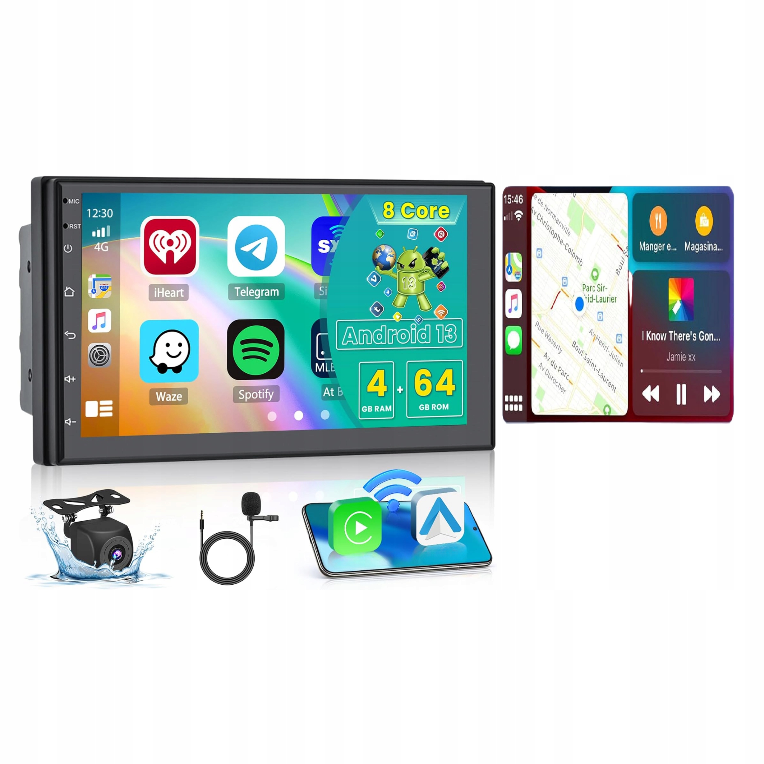 Radio Samochodowe 2 Din Android 4GB 64GB 7 Carplay Android Auto Gps Bt WiFi