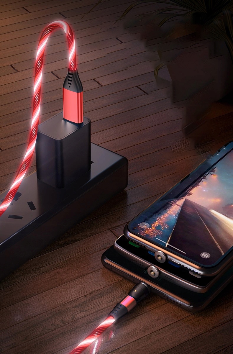 2M ŚWIECĄCY Kabel Magnet. 5-pin FAST 3w1 4 KOLORY Zgodność ze standardem Quick Charge 3.0