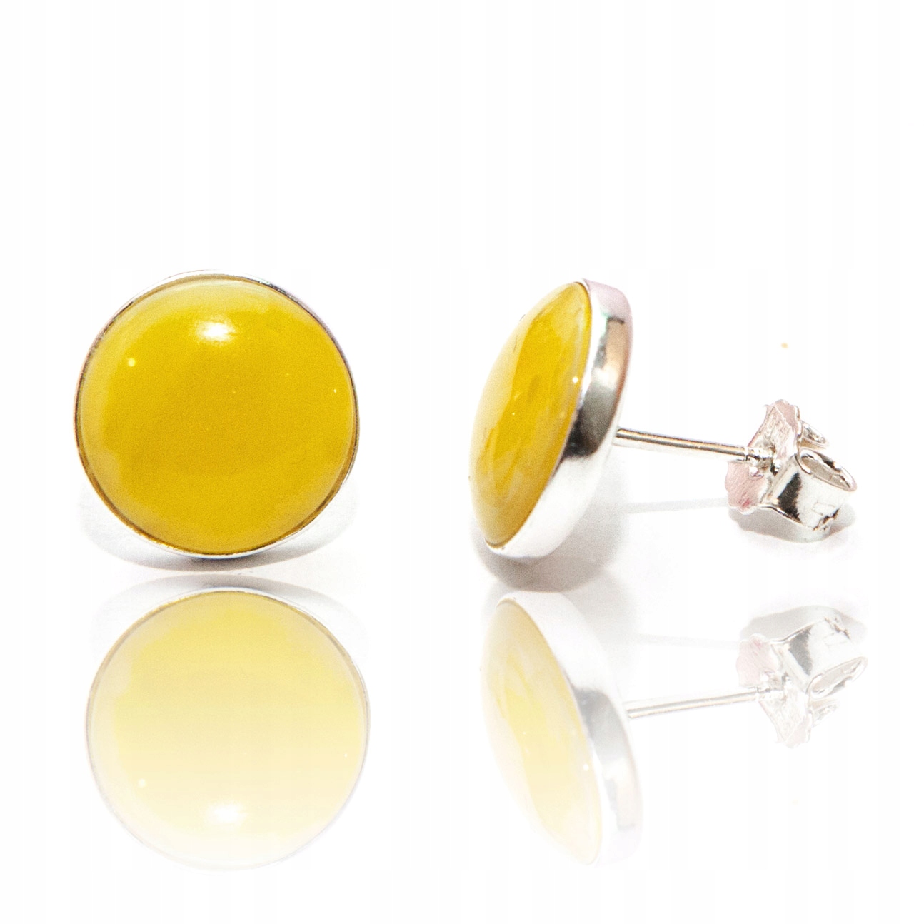 Stříbrné náušnice kulaté sklo benátské žluté stříbro 925