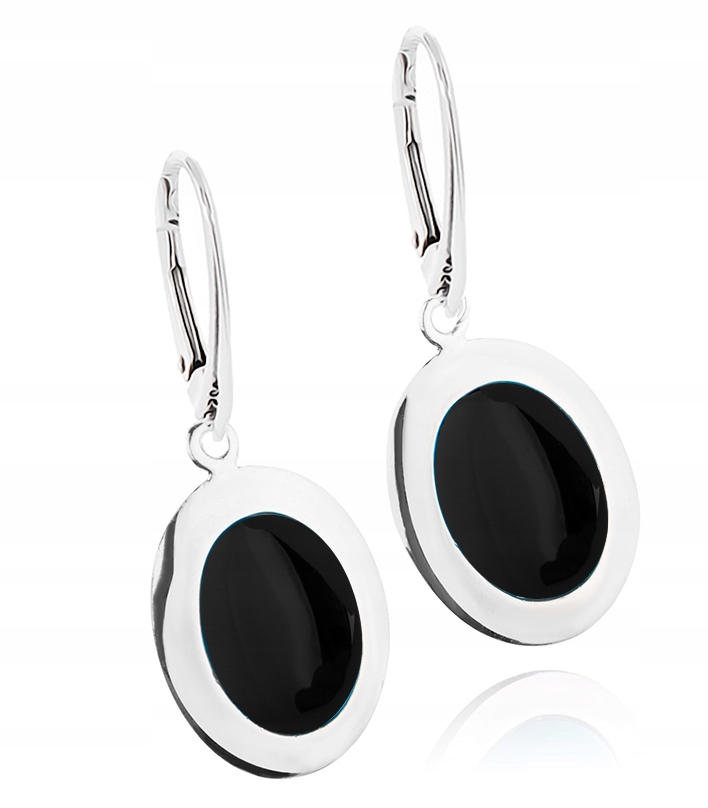 

Srebrne Kolczyki Z Onyksami Angielskie ZAPIĘCIE925