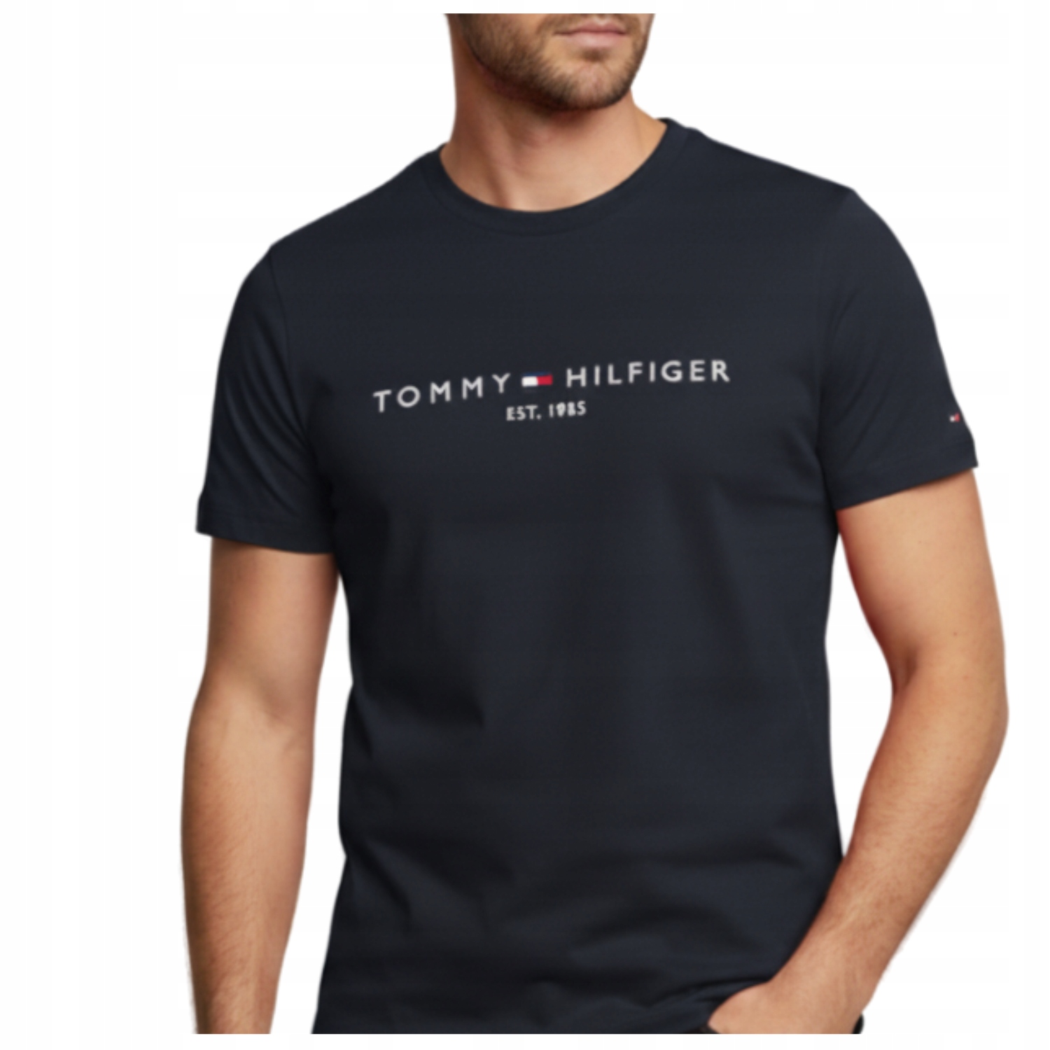 Pánské Tričko Tommy Hilfiger Est 1985, tmavě modré, klasické, vel. L