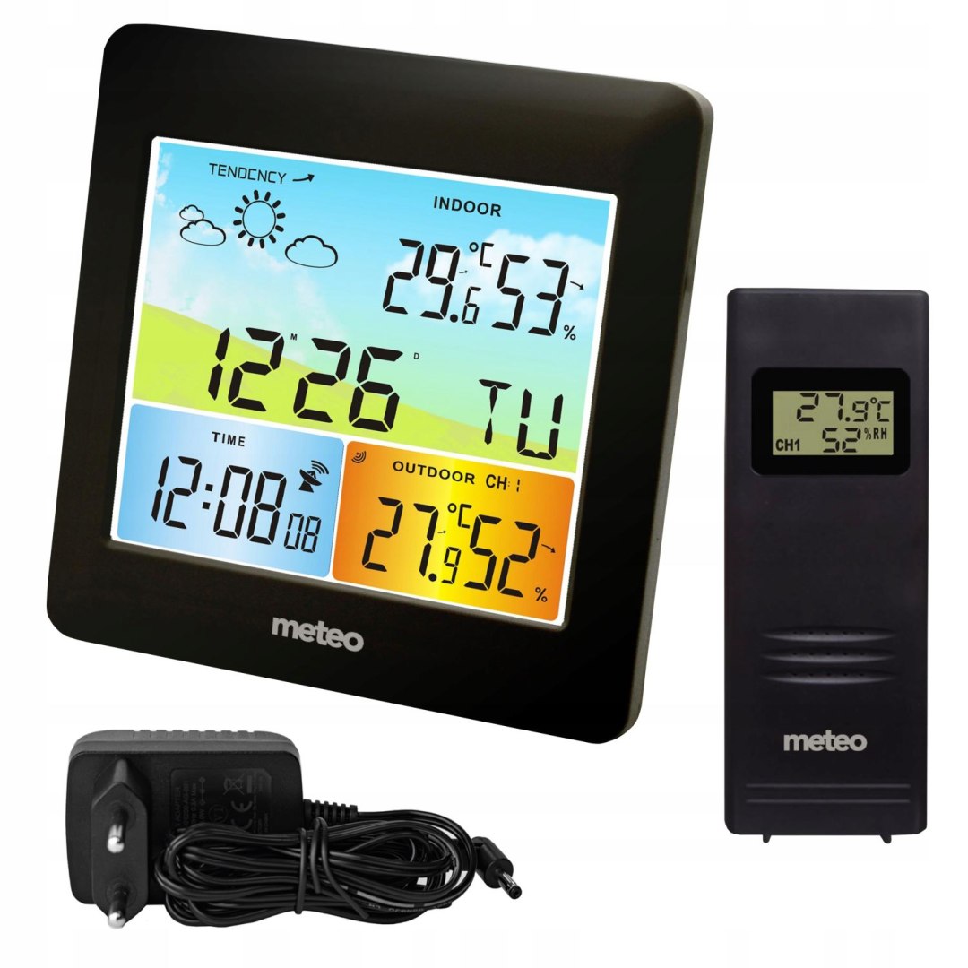 Stacja Pogodowa Z Dcf Meteo SP202 Z Pogodynka Oraz Czujnikiem Zewnętrznym