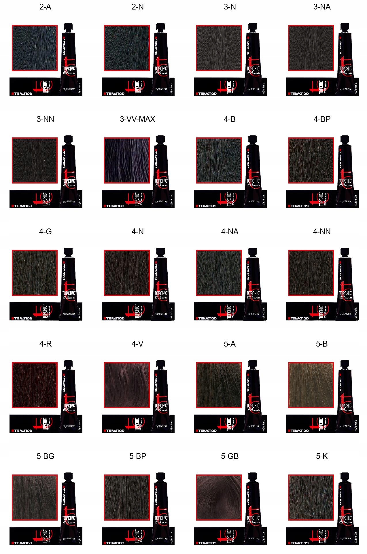 GOLDWELL TOPCHIC FARBA do włosów CAŁA PALETA 60ml Typ farby