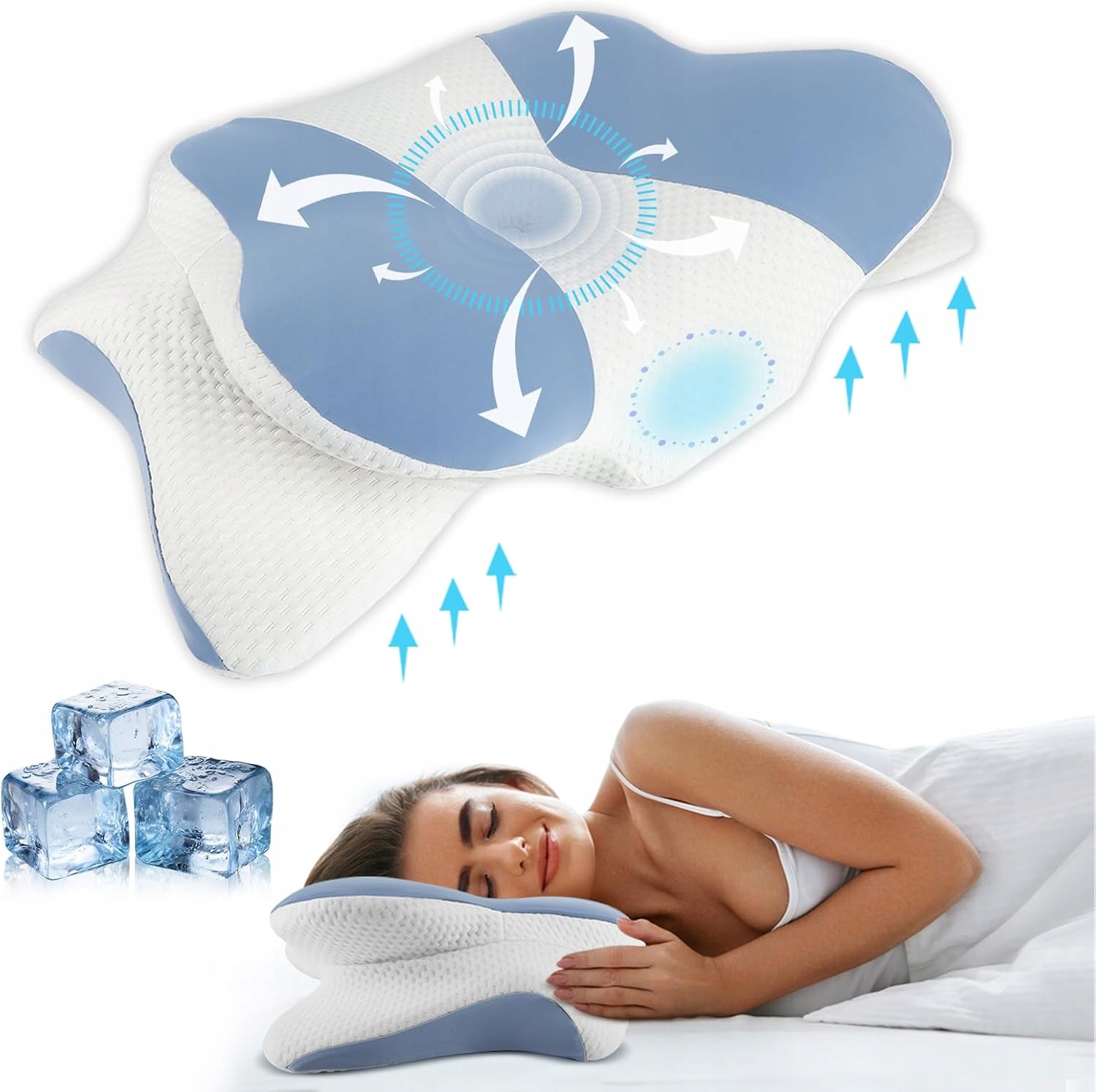 Poduszka Ortopedyczna Z Memory Pianki Ergonomiczna Ochronna Pleców I Szyi