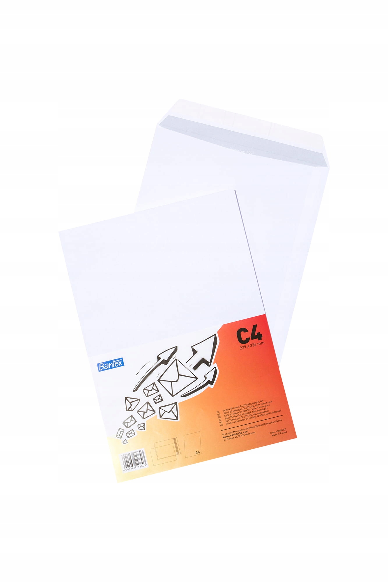 

Koperty C4 do formatu A4 białe 25szt. Bantex