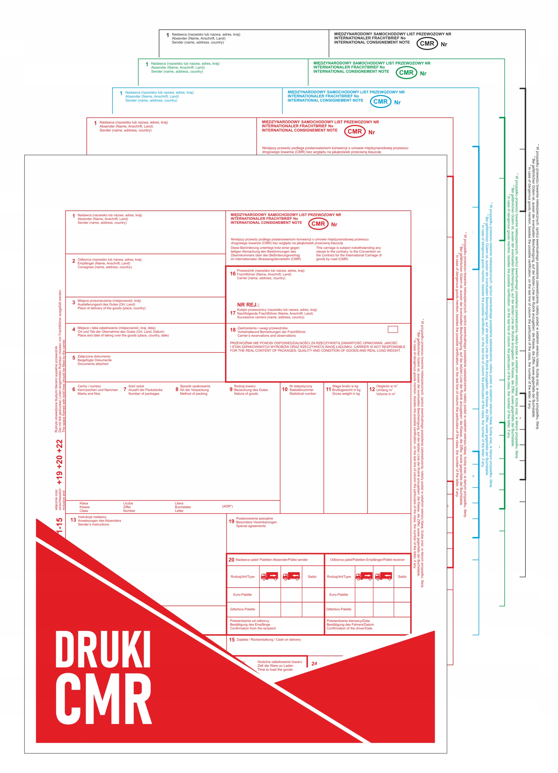 

Cmr (List przewozowy) 3+1 (80 kartek, 20 kpl.)