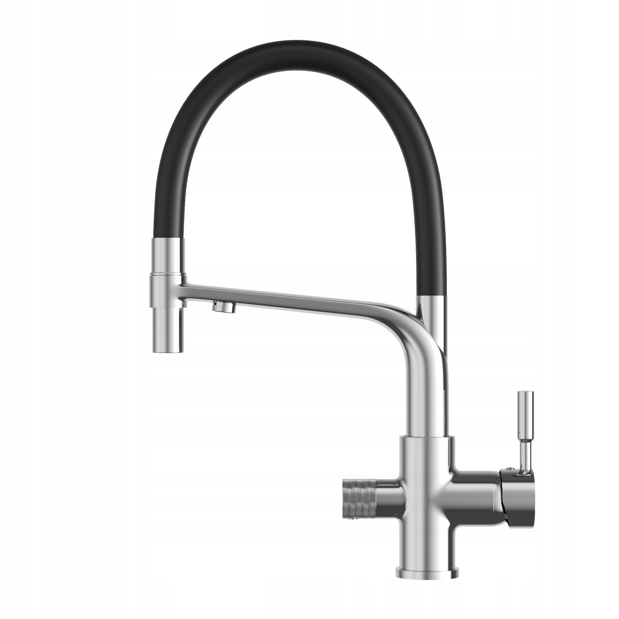 Trojcestná kuchynská batéria pre vodný filter Malta, chróm, výtokový filter