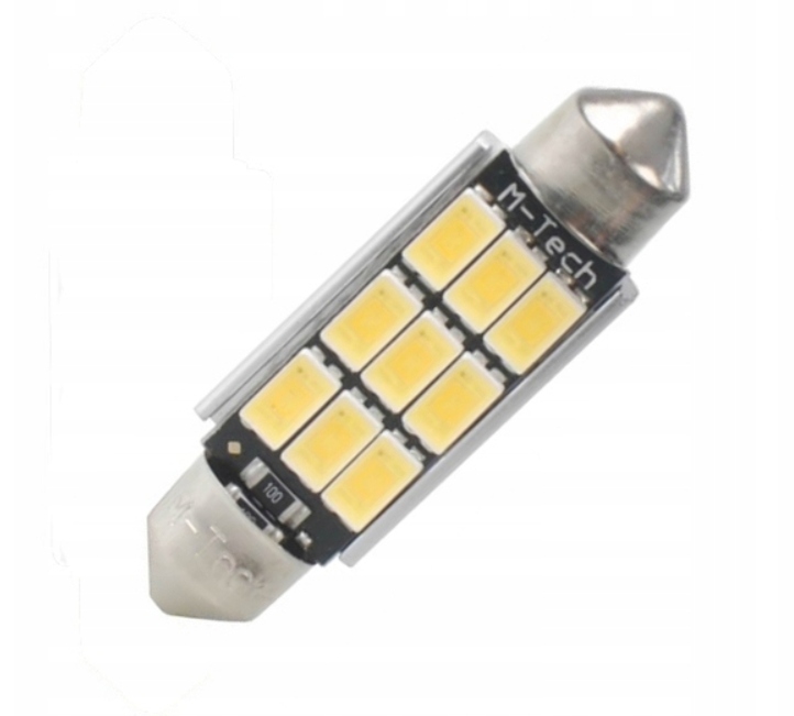 Żarówka ledowa dioda C5W 36mm 12V Canbus Ciepła Biel M-tech Platinum Rurka