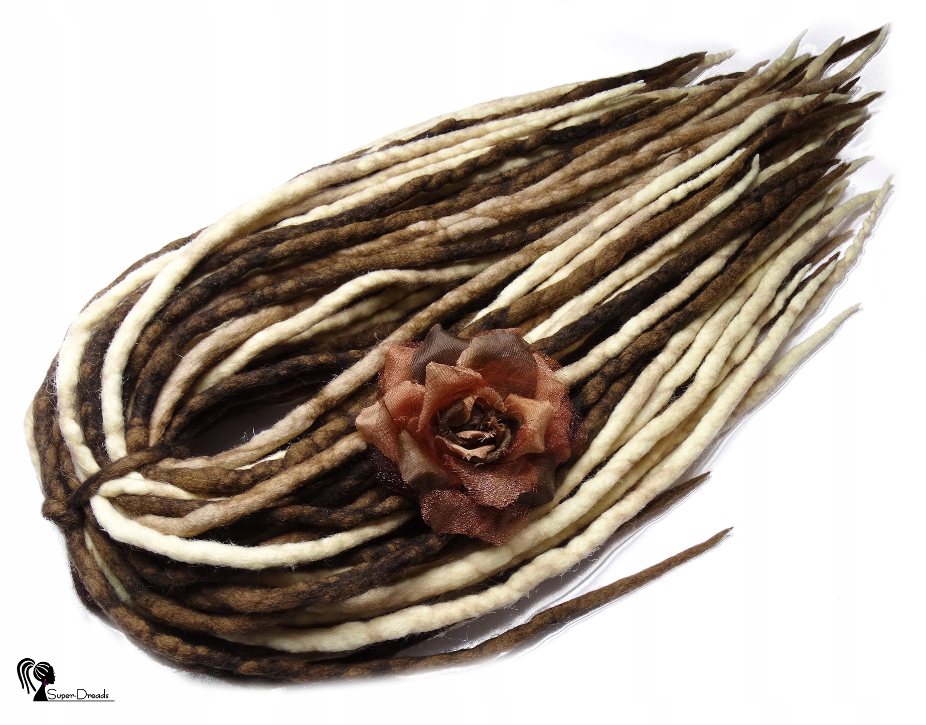 Dredloky Dredy Vlněné ručně vyráběné, blond hnědá, Písková Bouře, 40 kusů