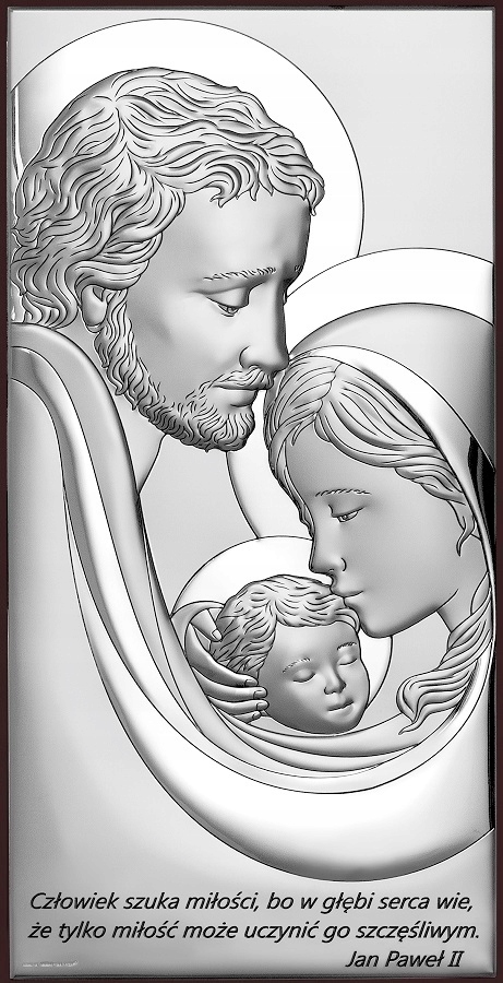 Bezplatné gravírování suvenýru Obraz Svatá rodina Stříbrný obrázek