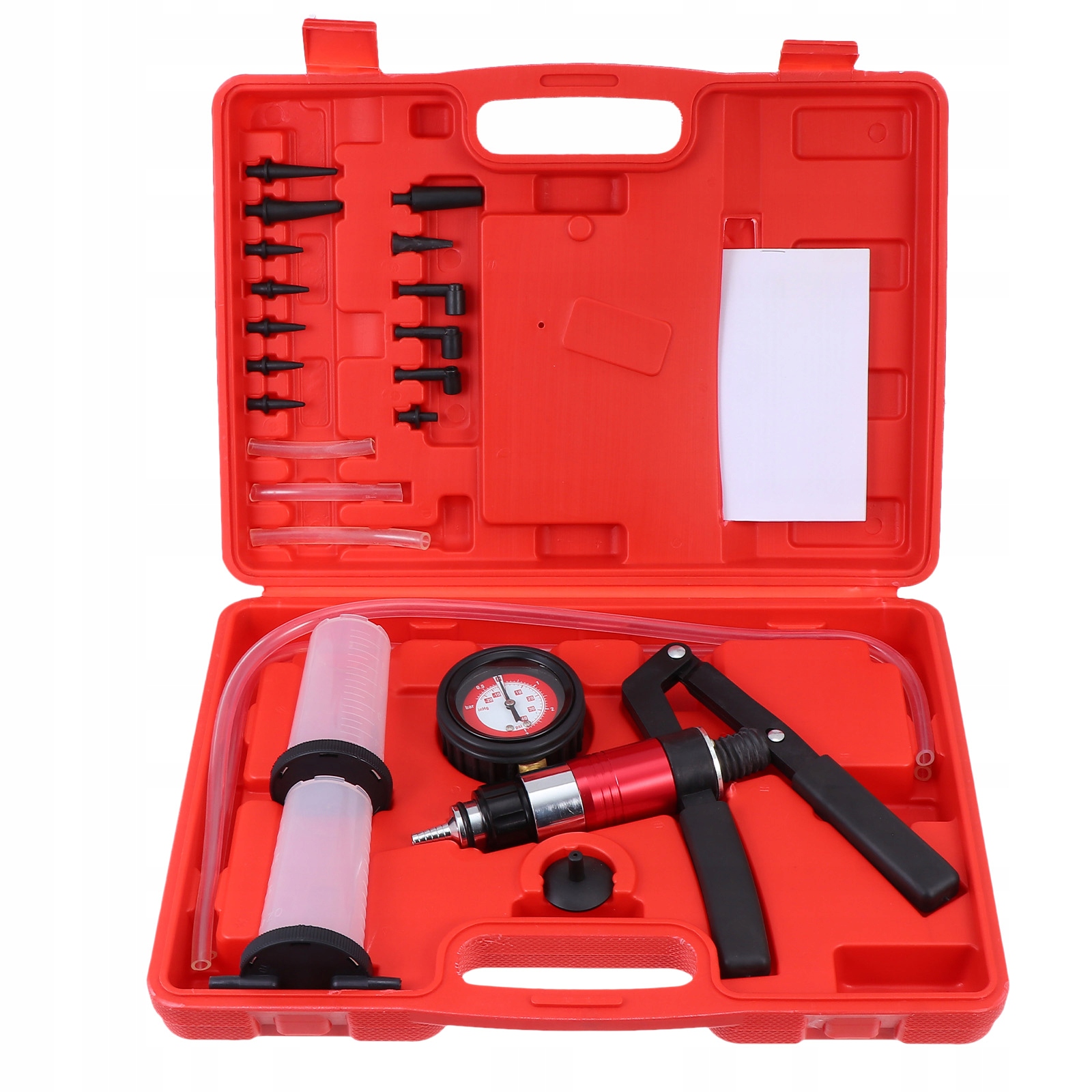 ZESTAW PRZENOŚNEJ POMPKI DO ODPOWIETRZANIA UKŁADU HAMULCOWEGO I SPRZĘGŁA Z MANOMETREM