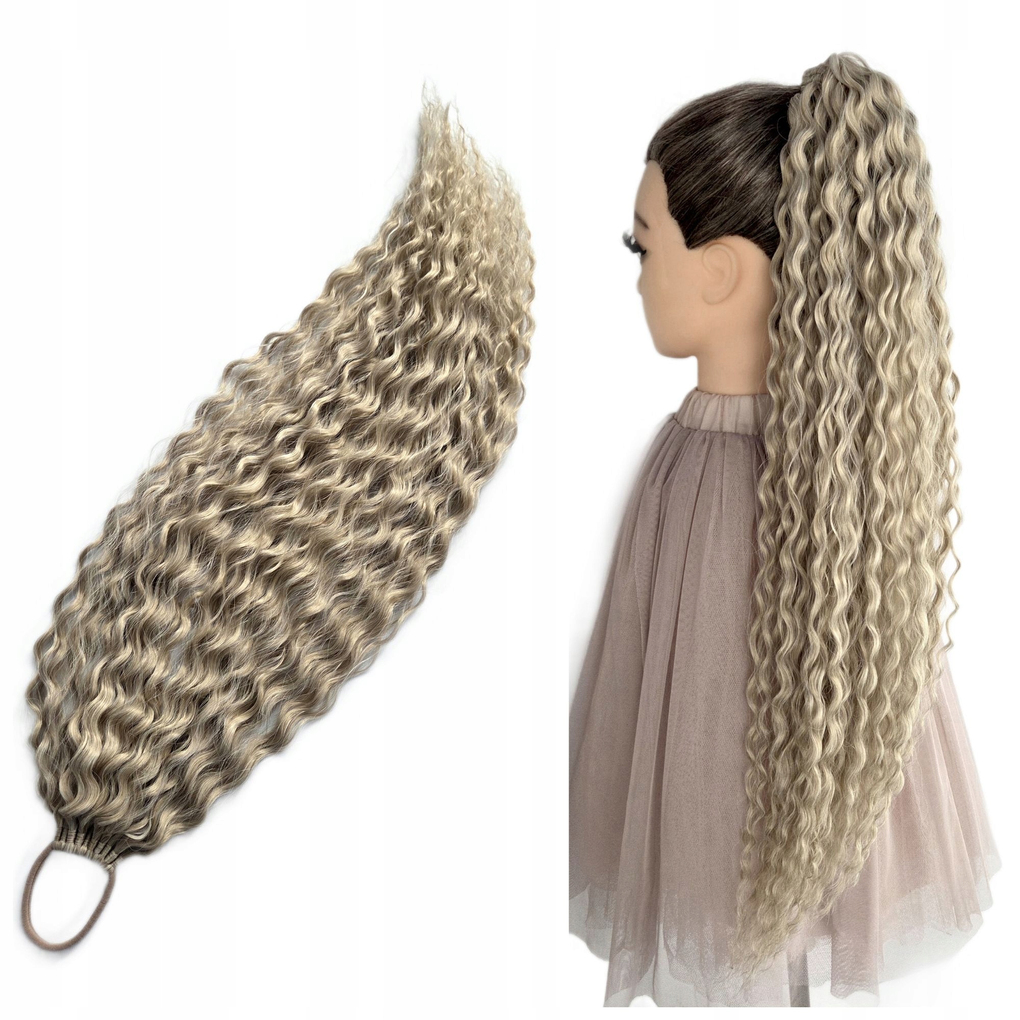 Poník na gumičce, Příčesek vlny, šampaňská blond, Šampaňská Blondýnka, 65 cm