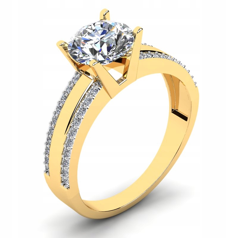 

Pierścionek Złoty Z Białym Topazem I Brylantami